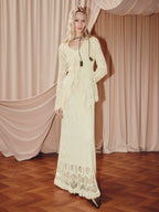 Bohemian V Neck Hollow Long Sleeve Top And Skirt Two-piece Set