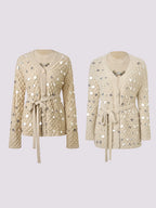 Wool Cardigan Sequins Loose Knitted Coat