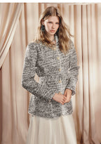 Round Neck Button Front Jacket With Pockets