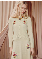 Wool Knitted Sweater Long-sleeved Top Skirt Two-piece Set Dress