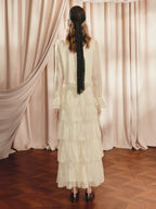 Lace Sleeve Double Flared Sleeves Short Blouse