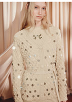 Wool Cardigan Sequins Loose Knitted Coat