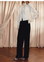 Vintage Ruffle Edge Pants Straight Trousers