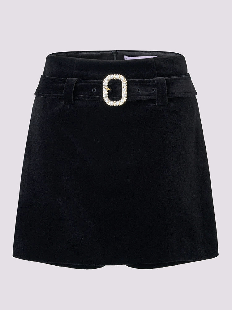 Velvet A Line Mini Skirt