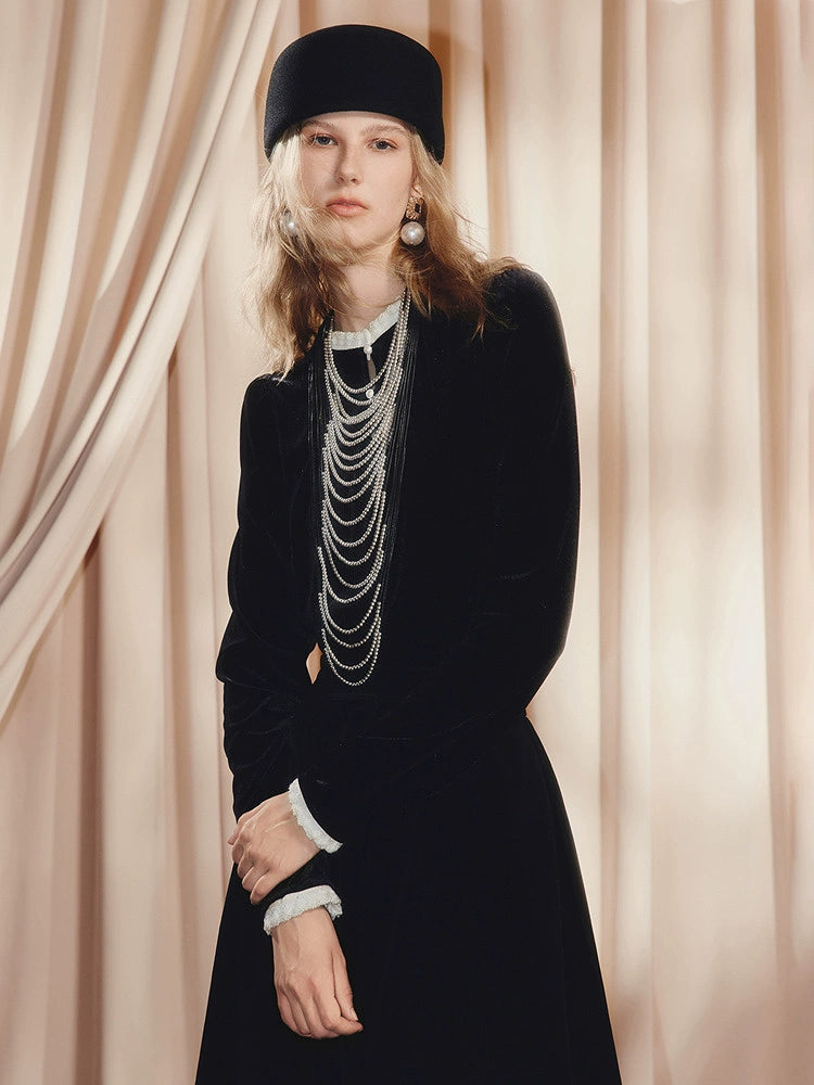 Black Long Sleeve Lace Silm Fit Top