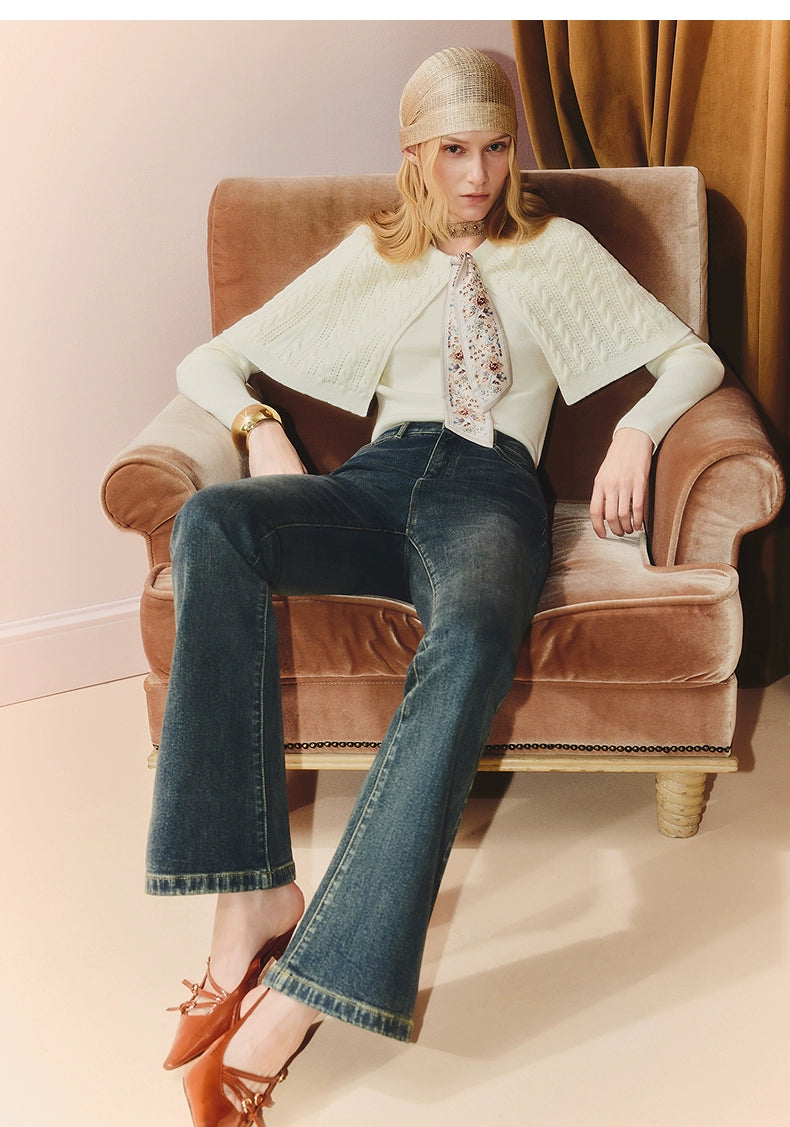 High Wasit Silm Fit Flared Jeans