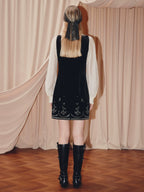 Square Neck Sleeveless Velvet Mini Dress