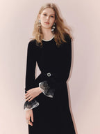 Velvet Elegant Long Sleeve Lace Dress