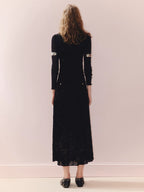 Elegant Velvet Slim Ftting X Shape Lace Dress