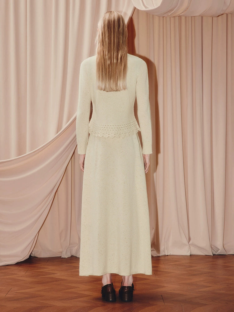 Wool Knitted Sweater Long-sleeved Top Skirt Two-piece Set Dress