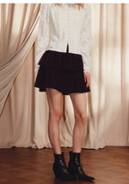 A-shaped High Waist Double Layer Cake Skirt