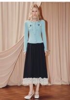 High Waist A-shaped Lace Skirt