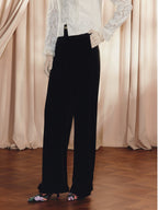 Vintage Ruffle Edge Pants Straight Trousers