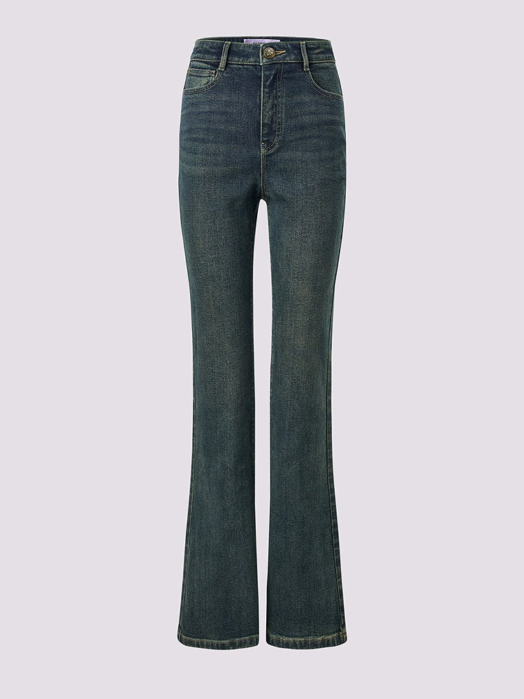 High Wasit Silm Fit Flared Jeans