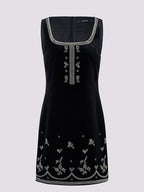 Square Neck Sleeveless Velvet Mini Dress