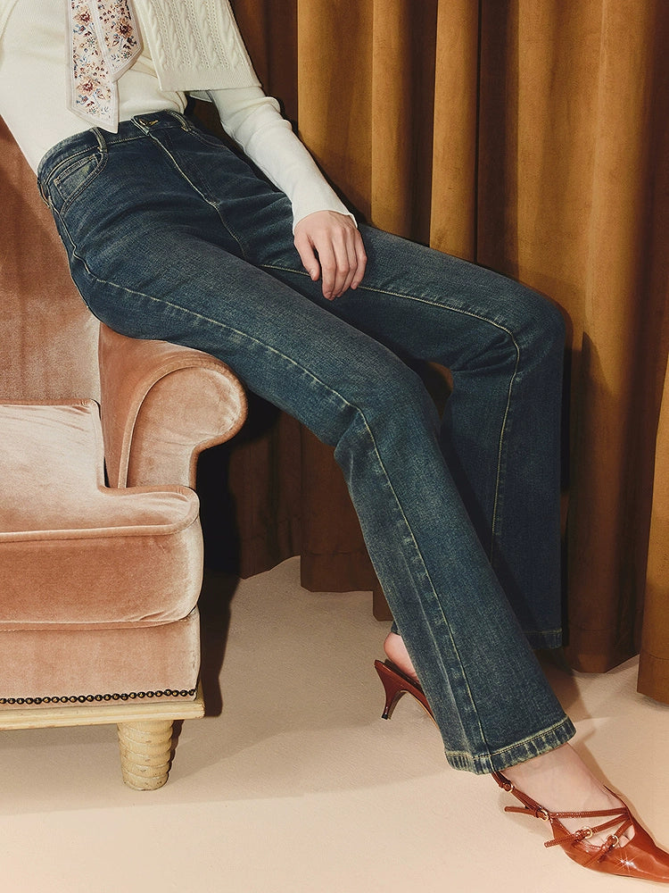 High Wasit Silm Fit Flared Jeans