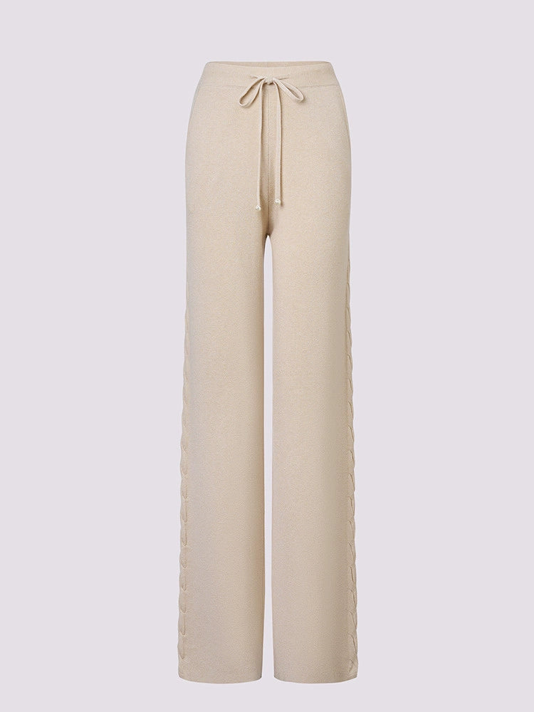 Wool Wide Leg Knitted Trousers