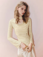 Satin Crew Neck Long Sleeve Top