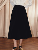 A-shaped Pleated Velvet Umbrella-shaped Skirt