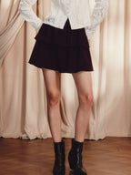 A-shaped High Waist Double Layer Cake Skirt