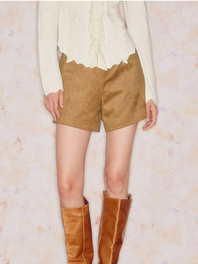 High Wasit Velvet Shorts