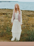 White Bohemian Lace Long Sleeve Maxi Dress