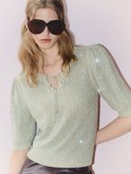 V Neck Pullover Knitted Top